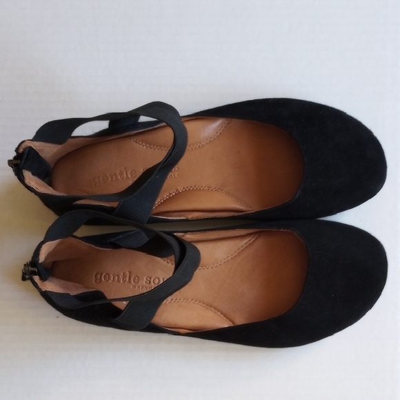 Kenneth Cole X Gentle Soles Bay Unique Leather Ballet Flats 7.5 Black Suede - Picture 4 of 11